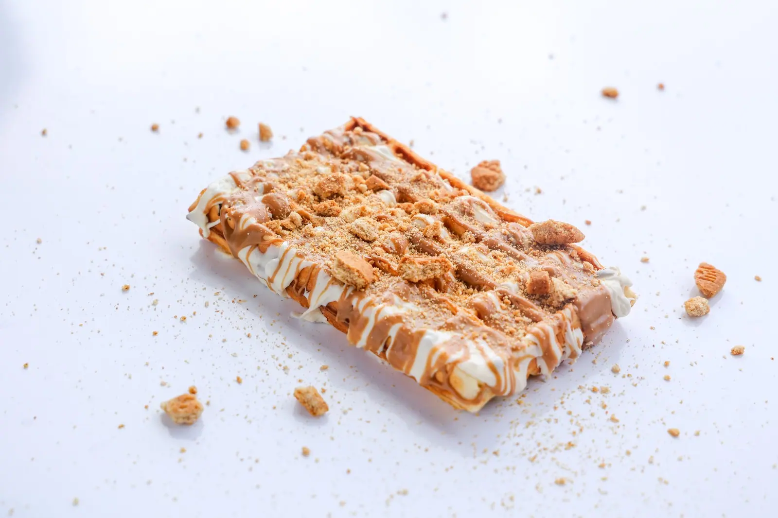 Fresh crepes and waffles close-up